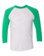 Next Level Unisex Triblend Three - Quarter Raglan T-Shirt - Next Level 6051 Envy Sleeves/ Heather White Body XS Short Sleeve T-Shirts