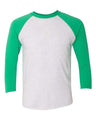 Next Level Unisex Triblend Three - Quarter Raglan T-Shirt - Next Level 6051 Envy Sleeves/ Heather White Body XS Short Sleeve T-Shirts