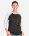Next Level Unisex Triblend Three - Quarter Raglan T-Shirt - Next Level 6051 Heather White/ Vintage Black XS Short Sleeve T-Shirts