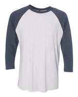Next Level Unisex Triblend Three - Quarter Raglan T-Shirt - Next Level 6051 Indigo Sleeves/ Heather White Body XS Short Sleeve T-Shirts
