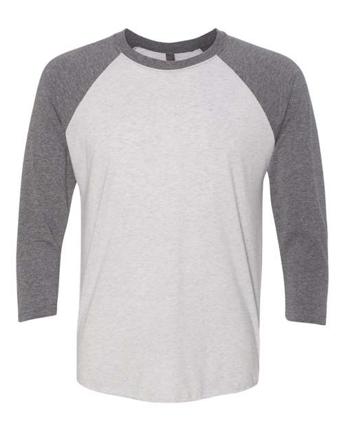 Next Level Unisex Triblend Three - Quarter Raglan T-Shirt - Next Level 6051 Premium Heather Sleeves/ Heather White Body XS Short Sleeve T-Shirts
