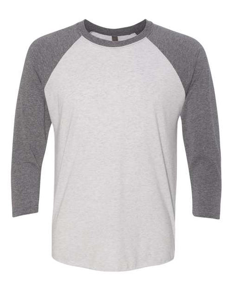Next Level Unisex Triblend Three - Quarter Raglan T-Shirt - Next Level 6051 Premium Heather Sleeves/ Heather White Body XS Short Sleeve T-Shirts