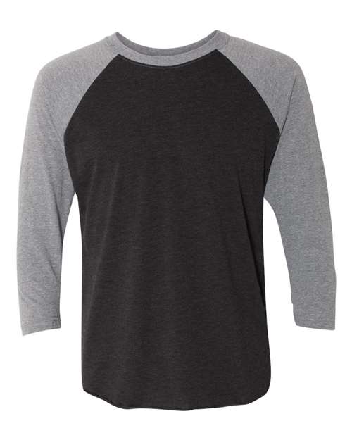 Next Level Unisex Triblend Three - Quarter Raglan T-Shirt - Next Level 6051 Premium Heather Sleeves/ Vintage Black Body XS Short Sleeve T-Shirts
