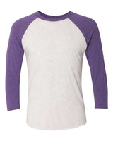 Next Level Unisex Triblend Three - Quarter Raglan T-Shirt - Next Level 6051 Purple Rush Sleeves/ Heather White Body XS Short Sleeve T-Shirts