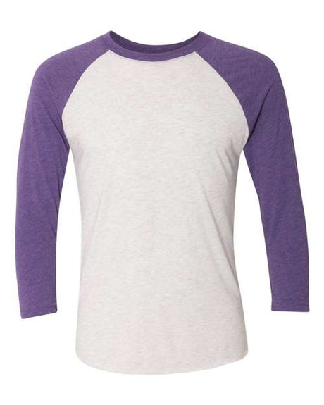 Next Level Unisex Triblend Three - Quarter Raglan T-Shirt - Next Level 6051 Purple Rush Sleeves/ Heather White Body XS Short Sleeve T-Shirts