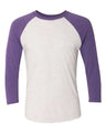 Next Level Unisex Triblend Three - Quarter Raglan T-Shirt - Next Level 6051 Purple Rush Sleeves/ Heather White Body XS Short Sleeve T-Shirts