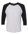Next Level Unisex Triblend Three - Quarter Raglan T-Shirt - Next Level 6051 Vintage Black Sleeves/ Heather White Body XS Short Sleeve T-Shirts