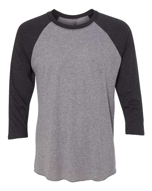Next Level Unisex Triblend Three - Quarter Raglan T-Shirt - Next Level 6051 Vintage Black Sleeves/ Premium Heather Body XS Short Sleeve T-Shirts