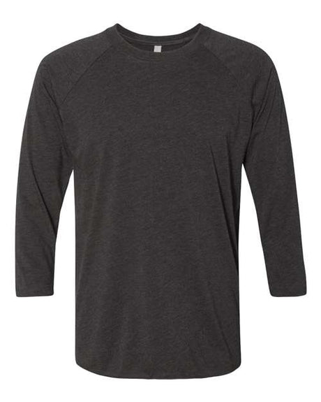 Next Level Unisex Triblend Three - Quarter Raglan T-Shirt - Next Level 6051 Vintage Black Sleeves/ Vintage Black Body XS Short Sleeve T-Shirts