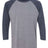 Next Level Unisex Triblend Three - Quarter Raglan T-Shirt - Next Level 6051 Vintage Navy Sleeves/ Premium Heather Body XS Short Sleeve T-Shirts