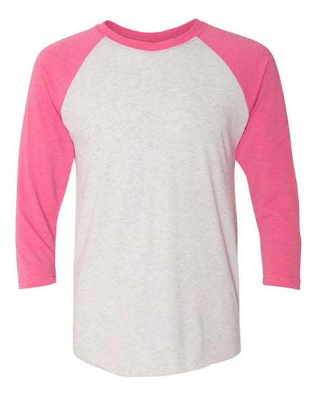 Next Level Unisex Triblend Three - Quarter Raglan T-Shirt - Next Level 6051 Vintage Pink Sleeves/ Heather White Body XS Short Sleeve T-Shirts