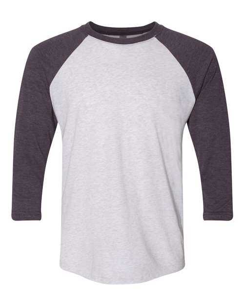 Next Level Unisex Triblend Three - Quarter Raglan T-Shirt - Next Level 6051 Vintage Purple Sleeves/ Heather White Body XS Short Sleeve T-Shirts