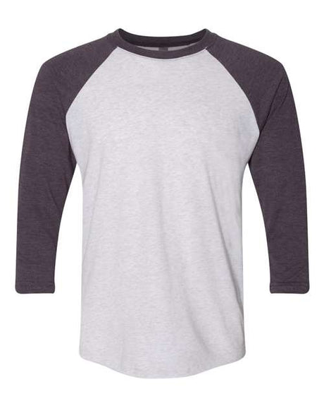 Next Level Unisex Triblend Three - Quarter Raglan T-Shirt - Next Level 6051 Vintage Purple Sleeves/ Heather White Body XS Short Sleeve T-Shirts