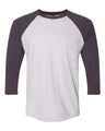 Next Level Unisex Triblend Three - Quarter Raglan T-Shirt - Next Level 6051 Vintage Purple Sleeves/ Heather White Body XS Short Sleeve T-Shirts