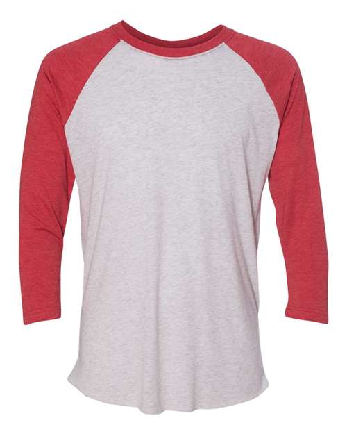Next Level Unisex Triblend Three - Quarter Raglan T-Shirt - Next Level 6051 Vintage Red Sleeves/ Heather White Body XS Short Sleeve T-Shirts