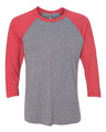 Next Level Unisex Triblend Three - Quarter Raglan T-Shirt - Next Level 6051 Vintage Red Sleeves/ Premium Heather Body XS Short Sleeve T-Shirts