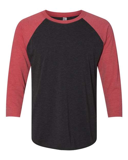 Next Level Unisex Triblend Three - Quarter Raglan T-Shirt - Next Level 6051 Vintage Red Sleeves/ Vintage Black Body XS Short Sleeve T-Shirts