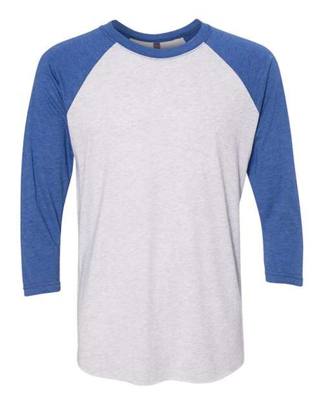 Next Level Unisex Triblend Three - Quarter Raglan T-Shirt - Next Level 6051 Vintage Royal Sleeves/ Heather White Body XS Short Sleeve T-Shirts