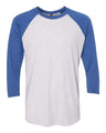 Next Level Unisex Triblend Three - Quarter Raglan T-Shirt - Next Level 6051 Vintage Royal Sleeves/ Heather White Body XS Short Sleeve T-Shirts