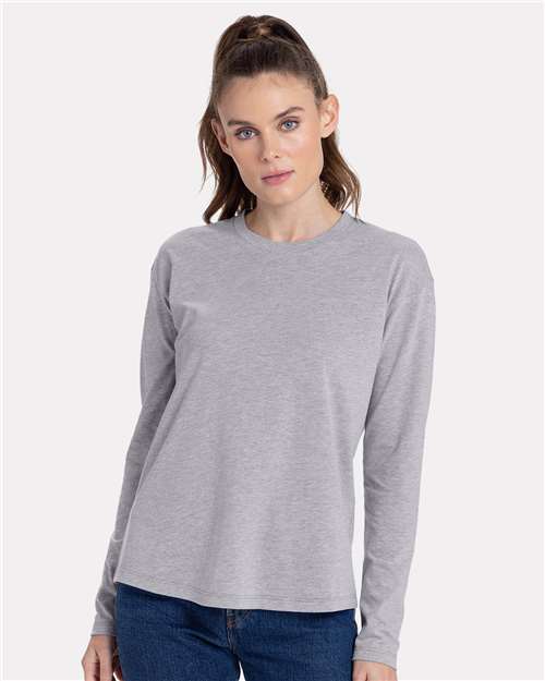 Next Level Women's Cotton Relaxed Long Sleeve T-Shirt - Next Level 3911 Heather Grey XS Long Sleeve T-Shirts