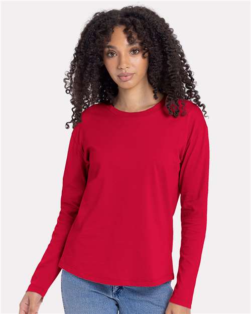 Next Level Women's Cotton Relaxed Long Sleeve T-Shirt - Next Level 3911 Red XS Long Sleeve T-Shirts