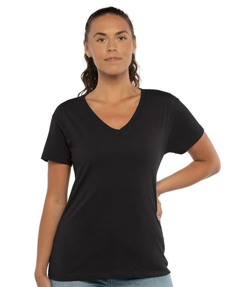 Next Level Women’s Cotton V - Neck T-Shirt - Next Level 3940 Black XL Short Sleeve T-Shirts