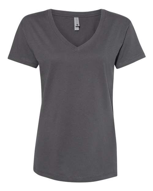 Next Level Women’s Cotton V - Neck T-Shirt - Next Level 3940 Heavy Metal XS Short Sleeve T-Shirts