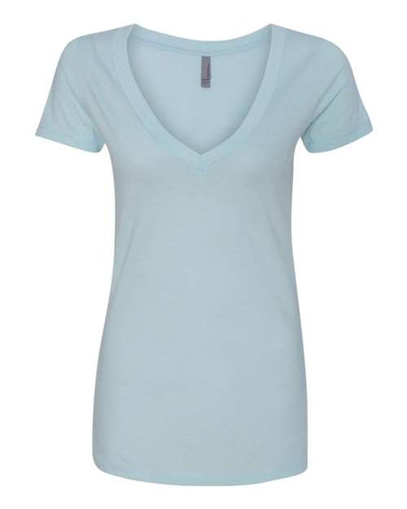 Next Level Women’s CVC Deep V - Neck T-Shirt - Next Level 6640 Ice Blue 2XL Short Sleeve T-Shirts