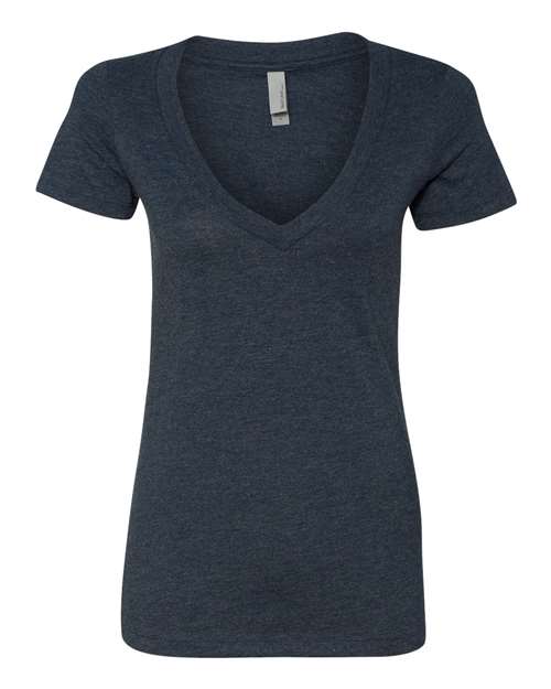 Next Level Women’s CVC Deep V - Neck T-Shirt - Next Level 6640 Midnight Navy 2XL Short Sleeve T-Shirts