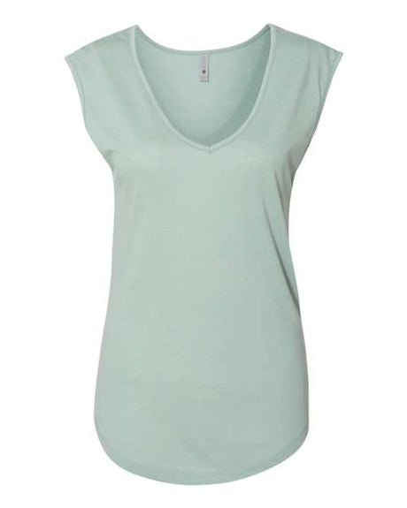 Next Level Women's Festival Sleeveless Deep V - Neck T-Shirt - Next Level 5040 Stonewash Green XS Tank Top