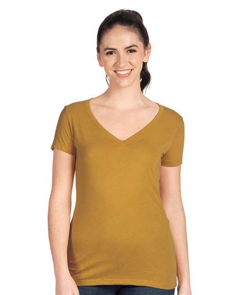 Next Level Women's Ideal V - Neck T-Shirt - Next Level 1540 Antique Gold XS Short Sleeve T-Shirts