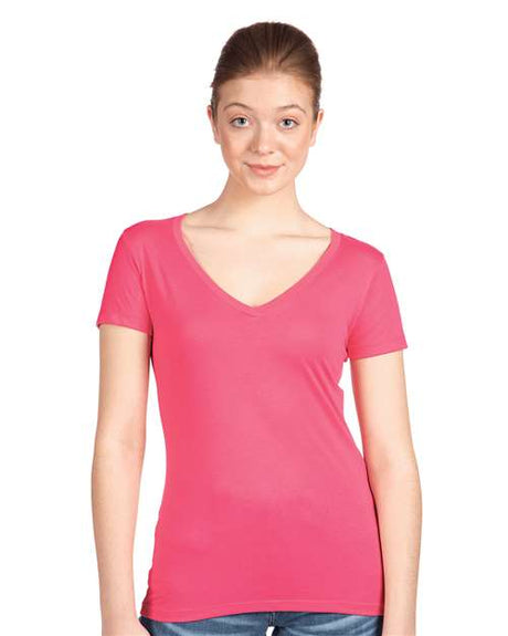 Next Level Women's Ideal V - Neck T-Shirt - Next Level 1540 Hot Pink XS Short Sleeve T-Shirts