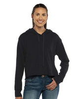 Next Level Women's Laguna Sueded Raw Edge Crop Hoodie Sweatshirt - Next Level 9384 Black XS Sweatshirts