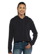 Next Level Women's Laguna Sueded Raw Edge Crop Hoodie Sweatshirt - Next Level 9384 Black XS Sweatshirts