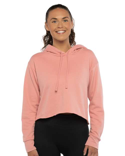 Next Level Women's Laguna Sueded Raw Edge Crop Hoodie Sweatshirt - Next Level 9384 Desert Pink XS Sweatshirts