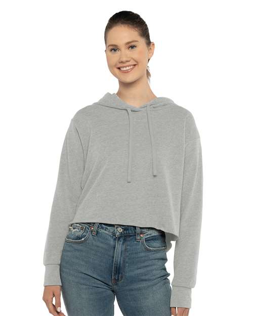 Next Level Women's Laguna Sueded Raw Edge Crop Hoodie Sweatshirt - Next Level 9384 Heather Grey XS Sweatshirts