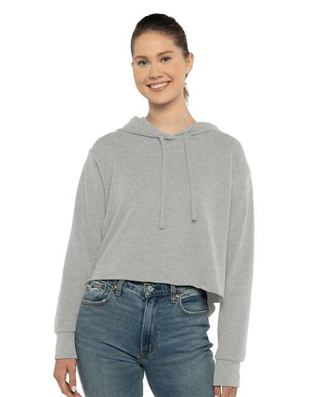 Next Level Women's Laguna Sueded Raw Edge Crop Hoodie Sweatshirt - Next Level 9384 Heather Grey XS Sweatshirts