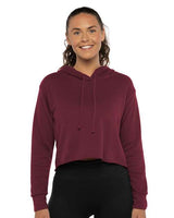 Next Level Women's Laguna Sueded Raw Edge Crop Hoodie Sweatshirt - Next Level 9384 Maroon XS Sweatshirts