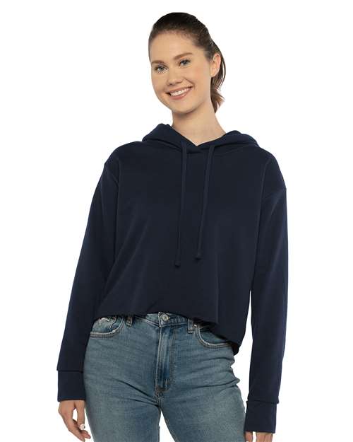 Next Level Women's Laguna Sueded Raw Edge Crop Hoodie Sweatshirt - Next Level 9384 Midnight Navy XS Sweatshirts