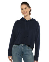 Next Level Women's Laguna Sueded Raw Edge Crop Hoodie Sweatshirt - Next Level 9384 Midnight Navy XS Sweatshirts