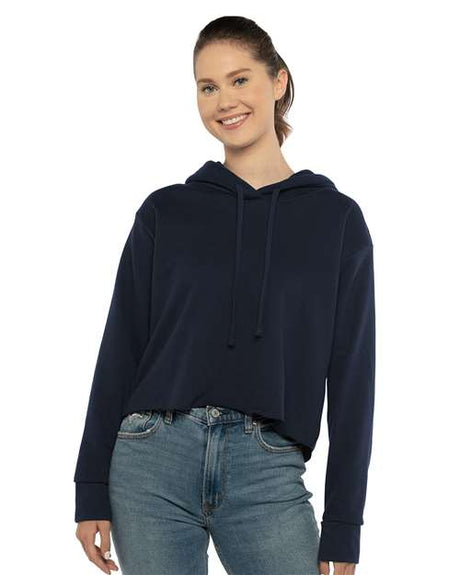 Next Level Women's Laguna Sueded Raw Edge Crop Hoodie Sweatshirt - Next Level 9384 Midnight Navy XS Sweatshirts