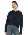 Next Level Women's Laguna Sueded Raw Edge Crop Hoodie Sweatshirt - Next Level 9384 Midnight Navy XS Sweatshirts