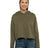 Next Level Women's Laguna Sueded Raw Edge Crop Hoodie Sweatshirt - Next Level 9384 Military Green XS Sweatshirts