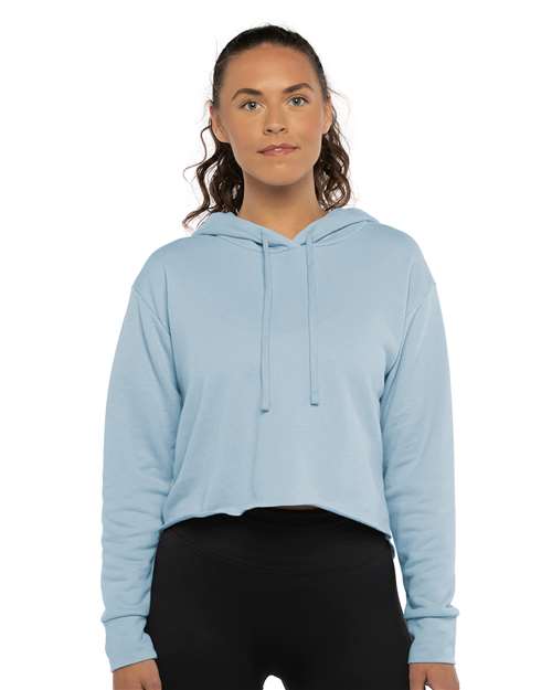 Next Level Women's Laguna Sueded Raw Edge Crop Hoodie Sweatshirt - Next Level 9384 Stonewash Denim XS Sweatshirts