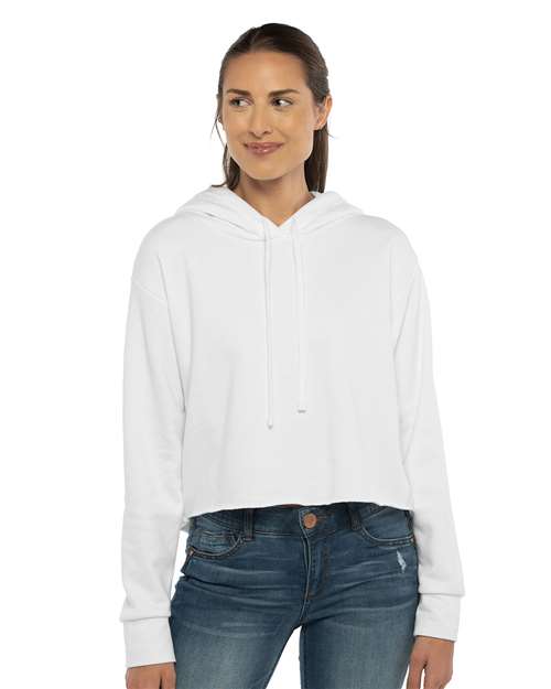 Next Level Women's Laguna Sueded Raw Edge Crop Hoodie Sweatshirt - Next Level 9384 White M Sweatshirts