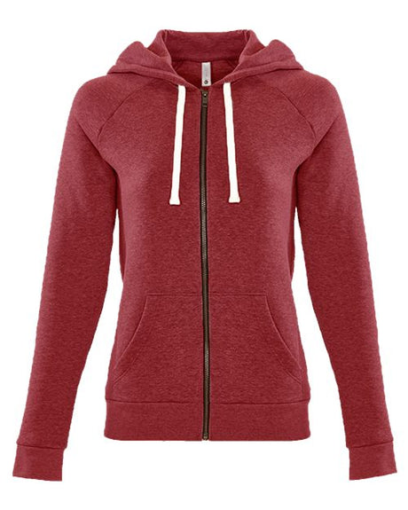 Next Level Women's Malibu Raglan Full - Zip Hoodie Sweatshirt - Next Level 9603 Heather Cardinal XS Zip Hoodies