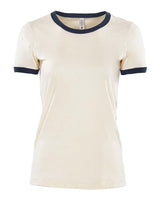 Next Level Women's Ringer Tee - Next Level 3904 Natural/ Midnight Navy S Short Sleeve T-Shirts
