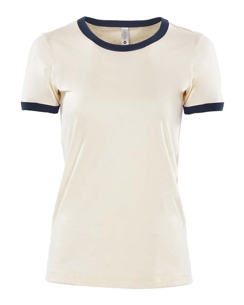 Next Level Women's Ringer Tee - Next Level 3904 Natural/ Midnight Navy S Short Sleeve T-Shirts