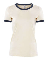 Next Level Women's Ringer Tee - Next Level 3904 Natural/ Midnight Navy S Short Sleeve T-Shirts