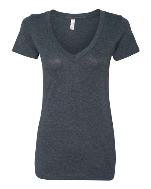 Next Level Women’s Triblend Deep V - Neck T-Shirt - Next Level 6740 Vintage Navy S Short Sleeve T-Shirts
